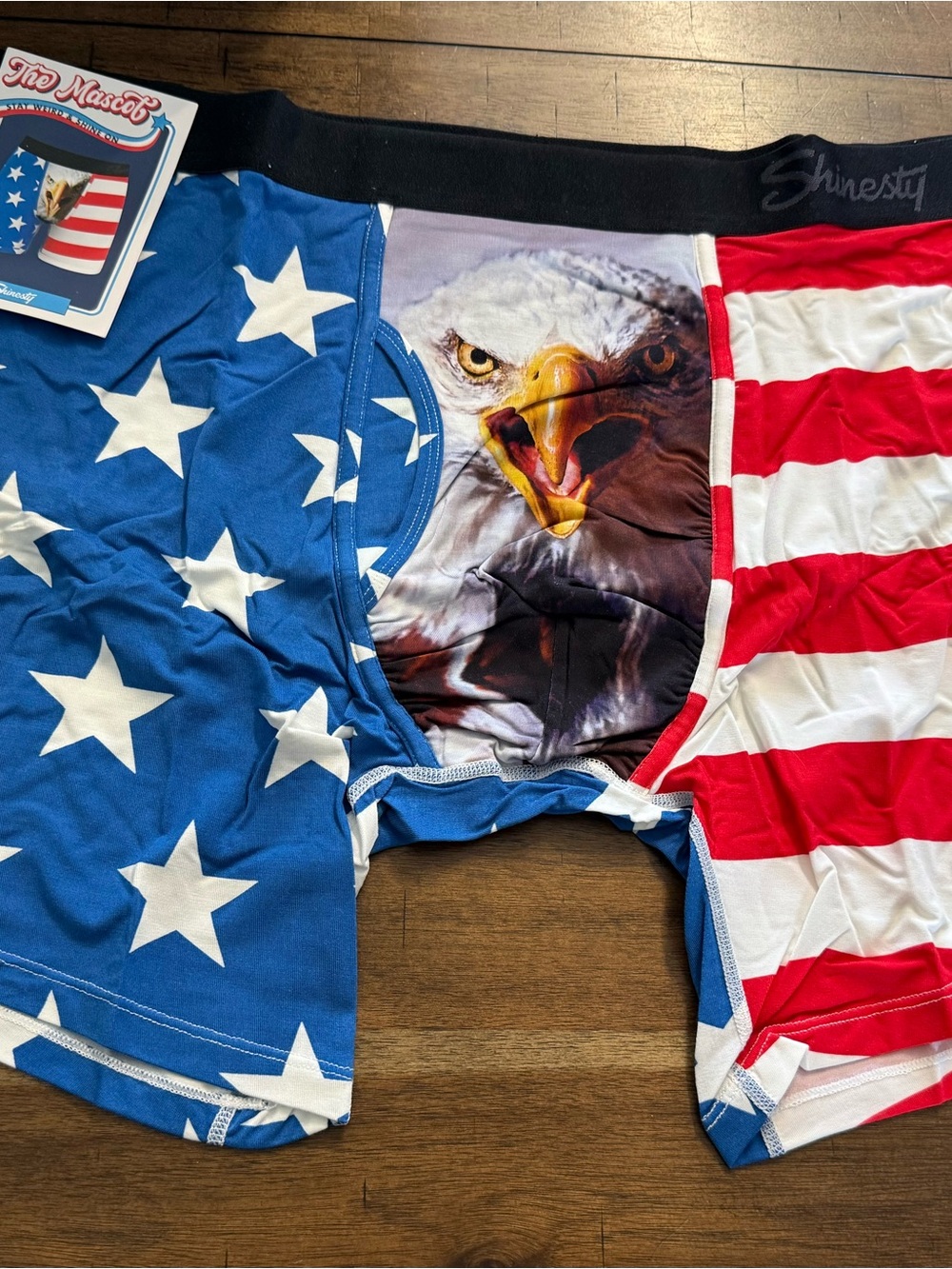 Shinesty Men’s Eagle Flag Athletic Boxer Briefs - Blue/Red/White